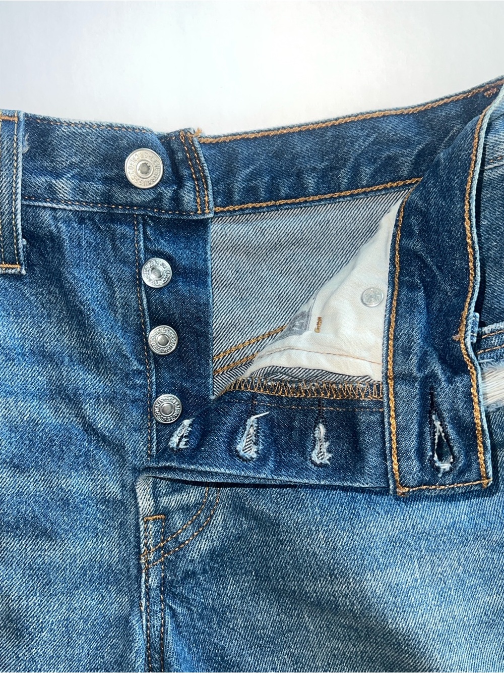 Levis 501 Button Fly Shorts High Rise Mid-Thigh Jean Shorts SZ 25 - Picture 4 of 16